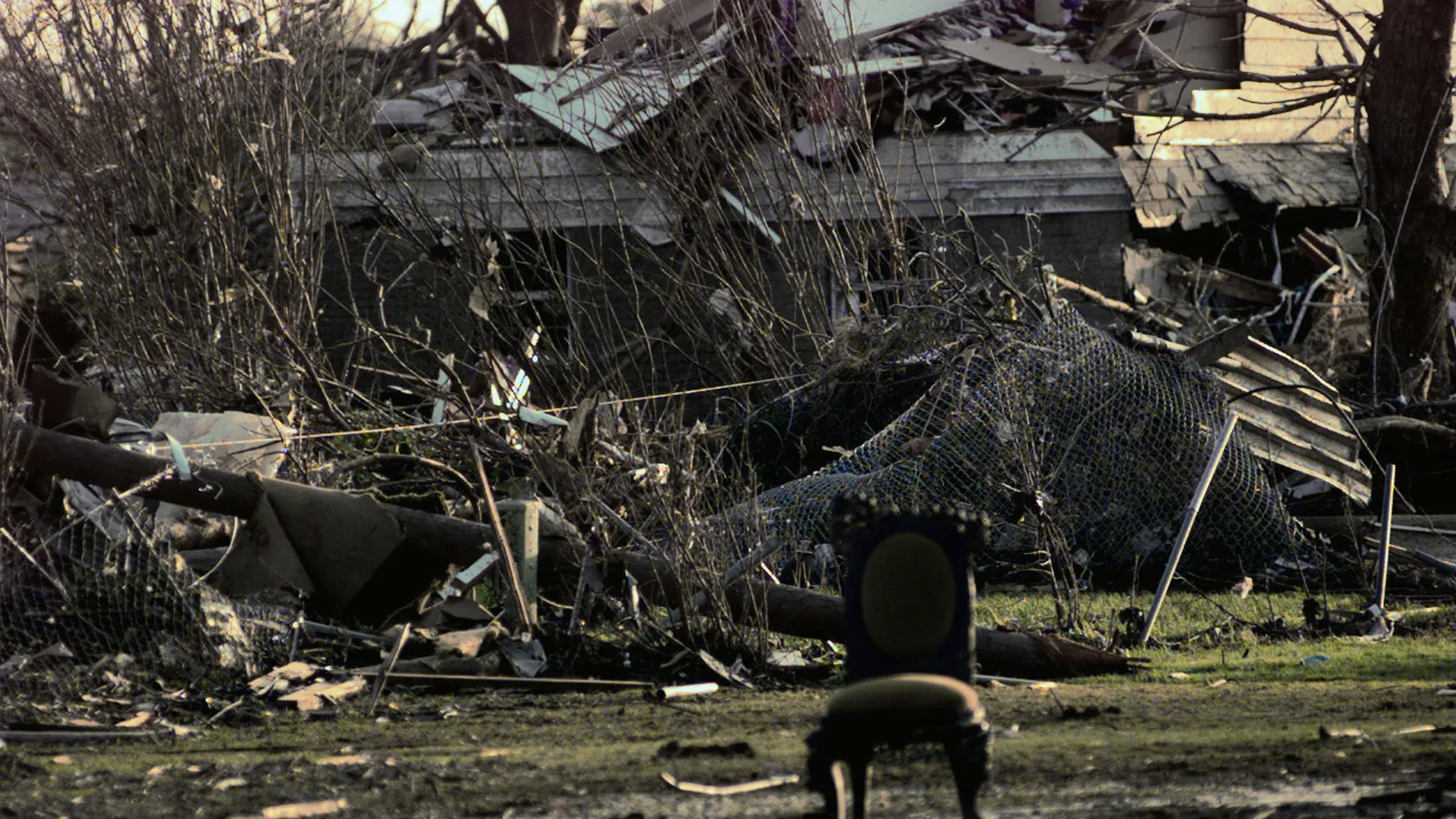 Commercial building and roof damage after a tornado